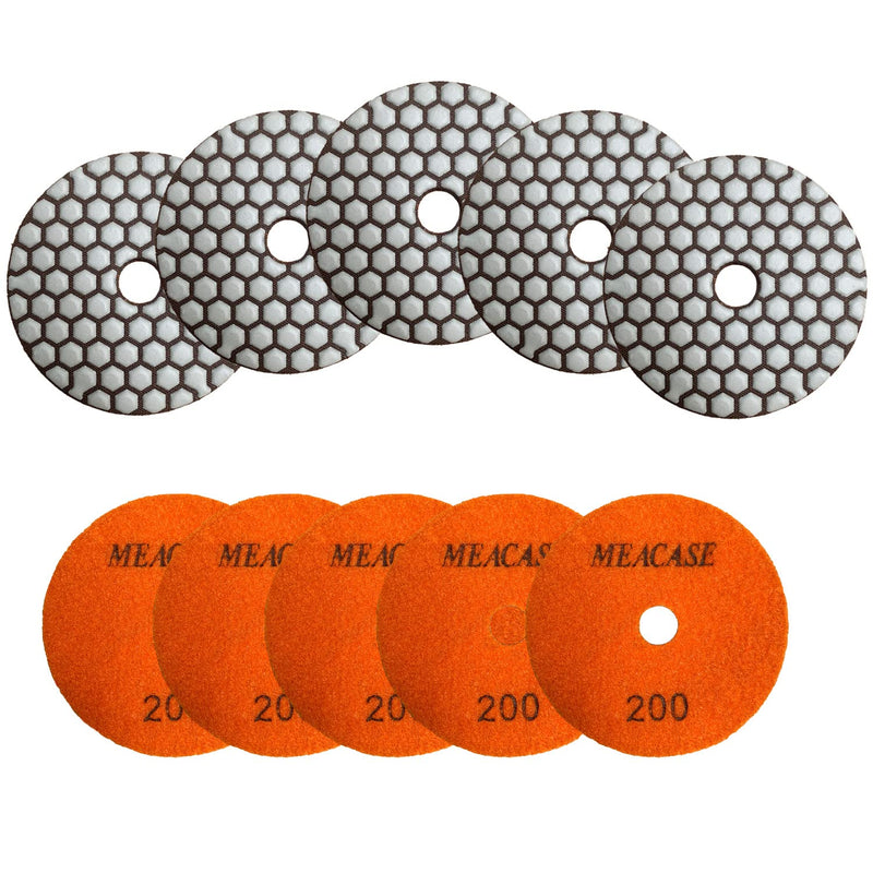 10Pcs 4 inch Grit 200 Dry Diamond Polishing Pads for Dry Polishing Porcelain Tiles Granite Marble Stone Grits 200