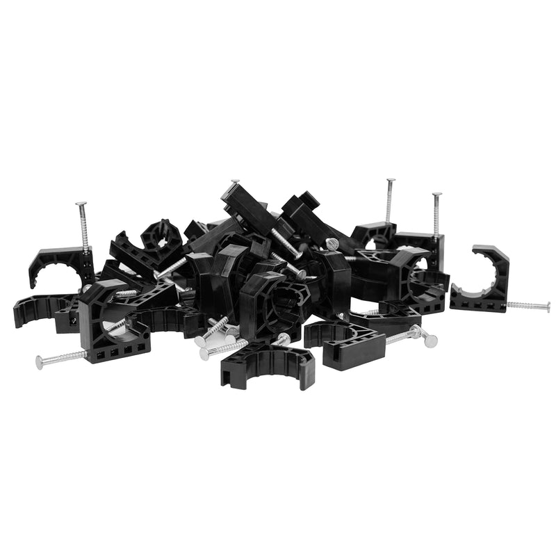 (Pack of 50) EFIELD 1/2-inch Black Color Half Clamp Fixture, J-Hook with Nail For 1/2" PEX Tubing/Pipe Support (1/2 Inch) 1/2''-P50 J Clamp
