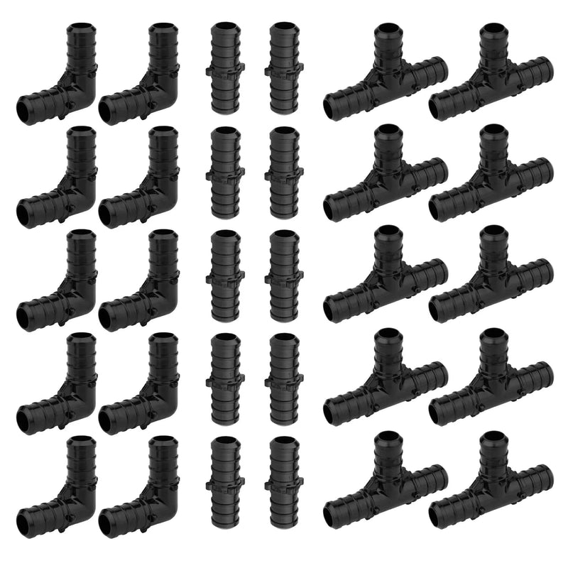 30Pcs EFIELD 3/4" Poly PPSU Barb Crimp Pex Fittings Combo(PPSU1807012-30) 3/4 Inch Without Tab (P30)