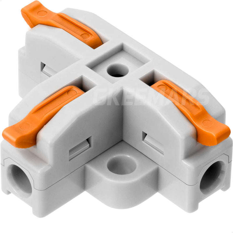 GKEEMARS 20Pcs 3 Way T Tap Wire Connectors, Quick Wire Splitter Push-in Connectors for AWG 24-12 (Orange) T3 Orange