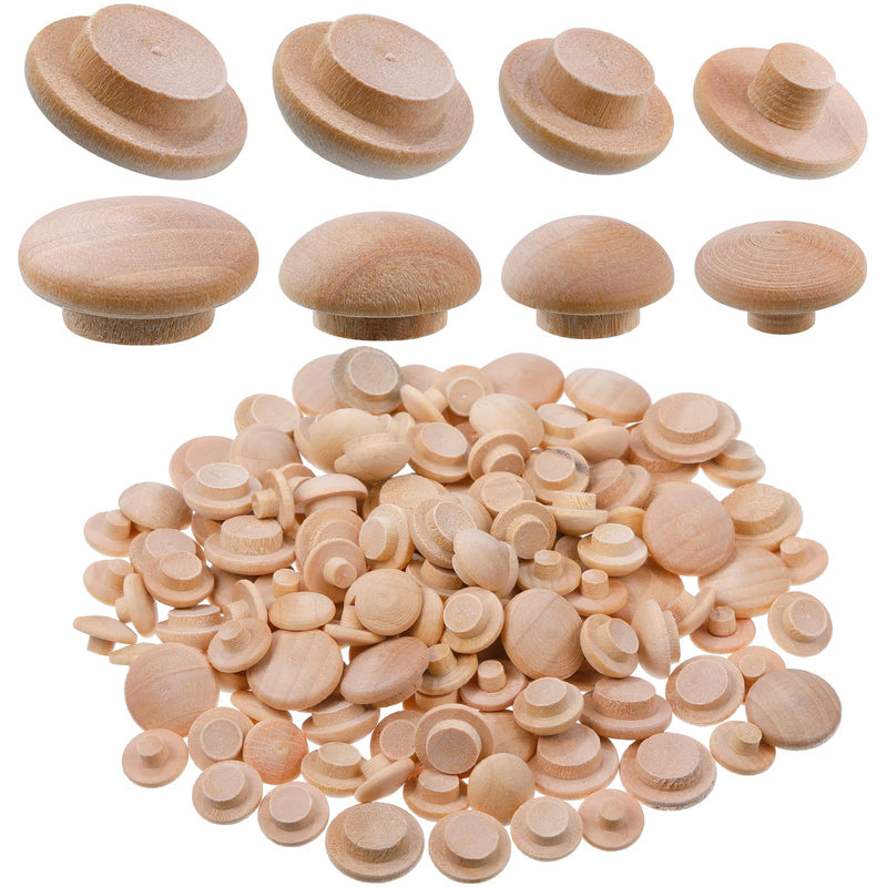 Bucherry 120 Pieces 4 Sizes Wood Plugs Wooden Hole Plugs Button Stoppers Hardwood Hole Stoppers for Gap in Locking Tube Furniture, 3/16 Inch, 5/16 Inch, 3/8 Inch, 1/2 Inch(Vivid Style) Vivid Style