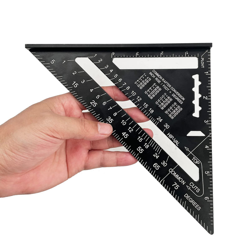7 inch Rafter Square Aluminum Alloy Double Scale Triangle Ruler Angle Ruler Carpenter Triangle Square Rafter Tool Mensurement Tool for Woodworking and Carpentry 7 inch