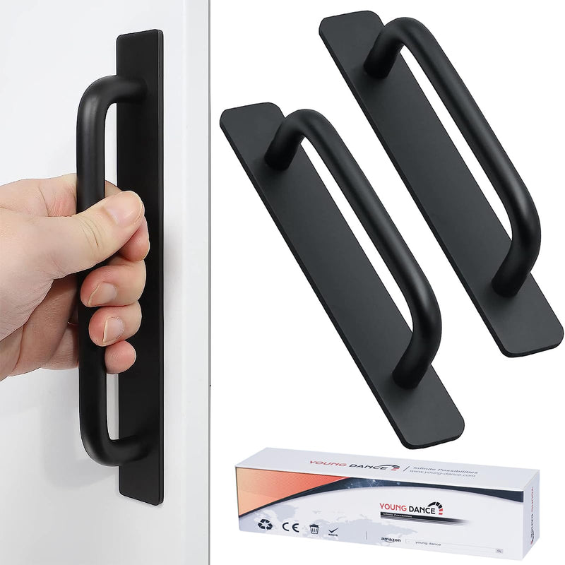 Self-Stick Instant Cabinet Drawer Handles Pulls - 2pcs Aluminum Alloy Push Pull Handles Helper with Adhesive Door Handle for Kitchen, Window Sliding Closet (5.83", Black) Small (5.83")