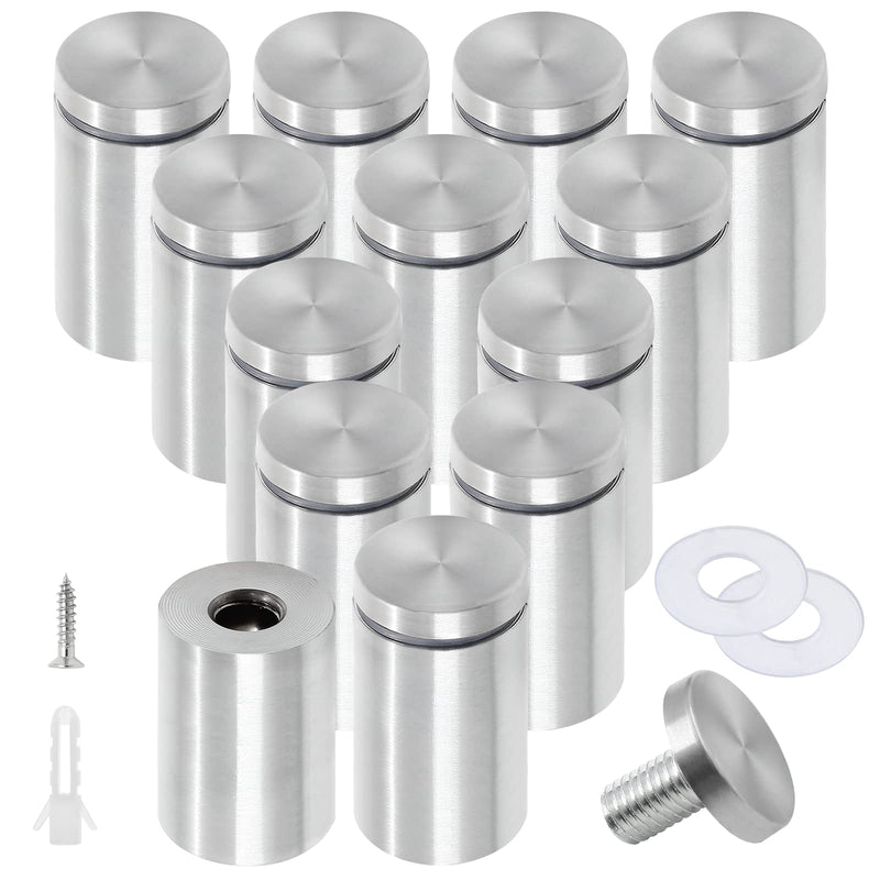 Luomorgo 12 Pcs 1" x 2" Stainless Steel Standoff Screws, Wall Sign Standoff Mounting Hardware Advertising Glass Standoff Nail for Hanging Acrylic Picture Frame, Silver Silver, 12 Pcs 1" x 2" / 25 x 50mm