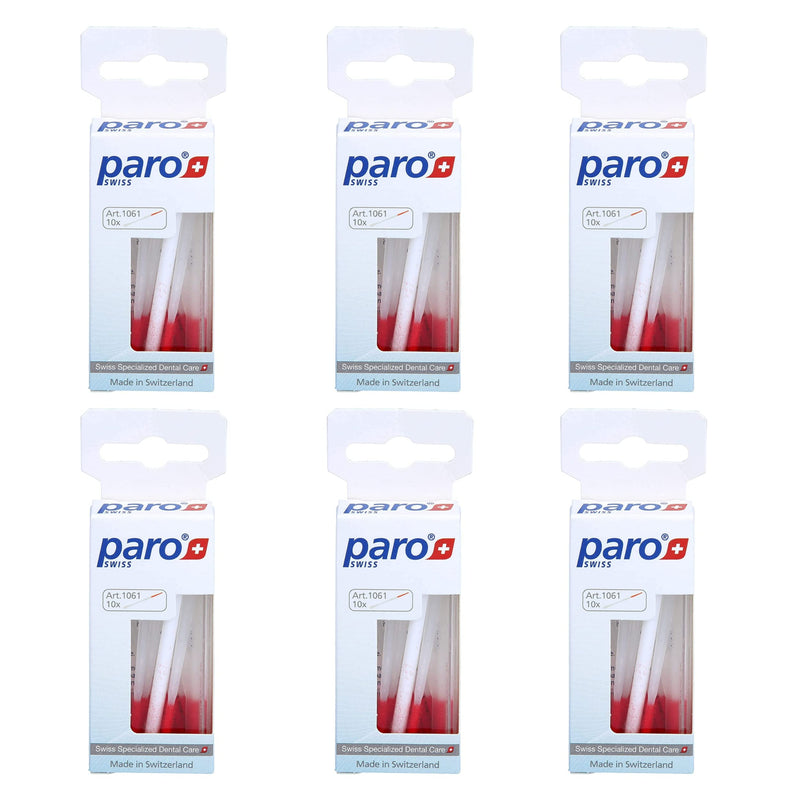 Paro Brush Stick | Interdental Brush Between Teeth, Implants and Braces, Flossing Interdental Tool for Tooth Cleaning | (1 x 10 St) - 6 Pack