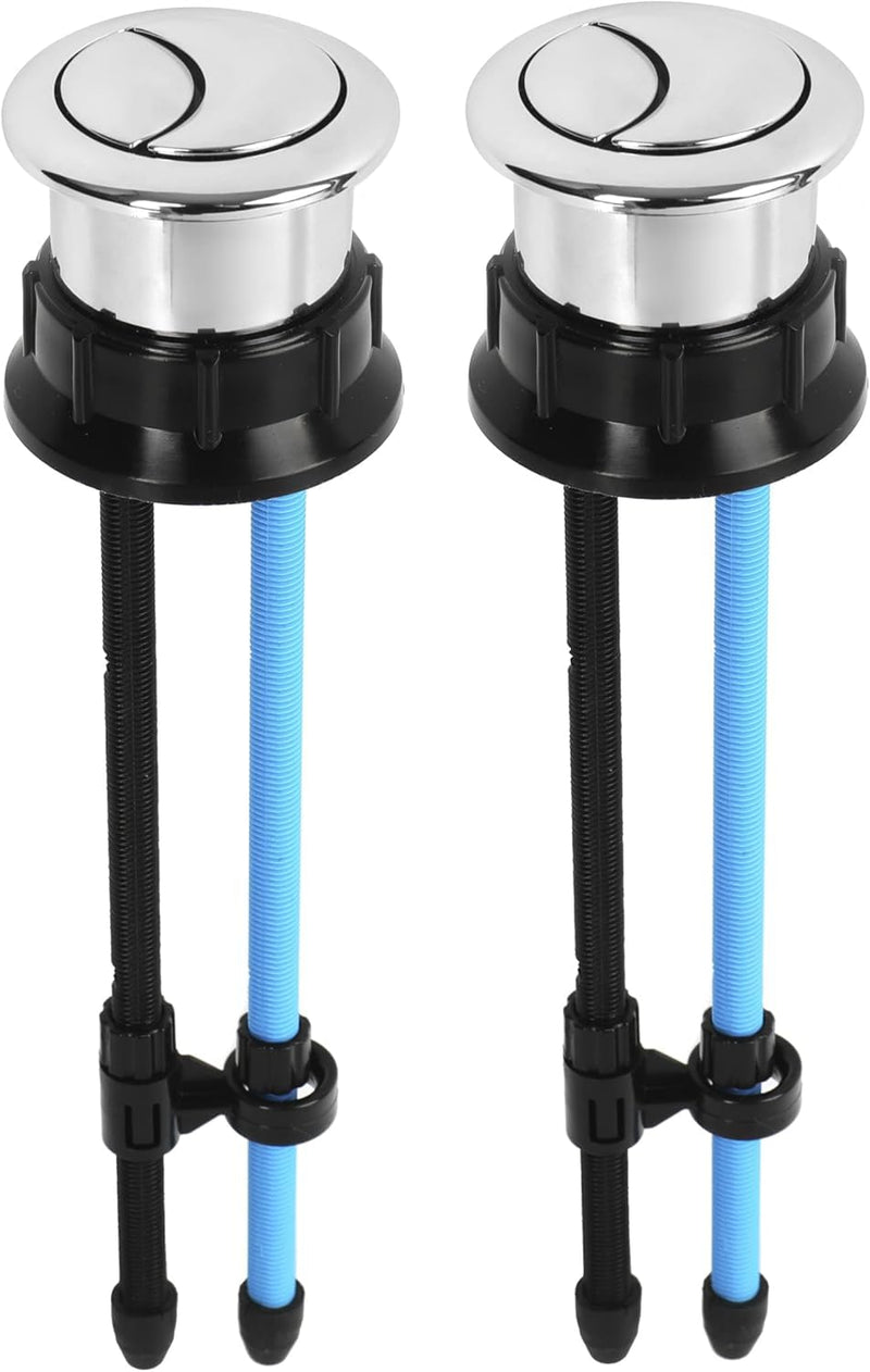 Toilet Tank Button Dual Push Flushing Toilet Button Replacement Toilet Flush Button with Thread 38mm / 1.49Inch Round (Pack of 2) 2 Pack