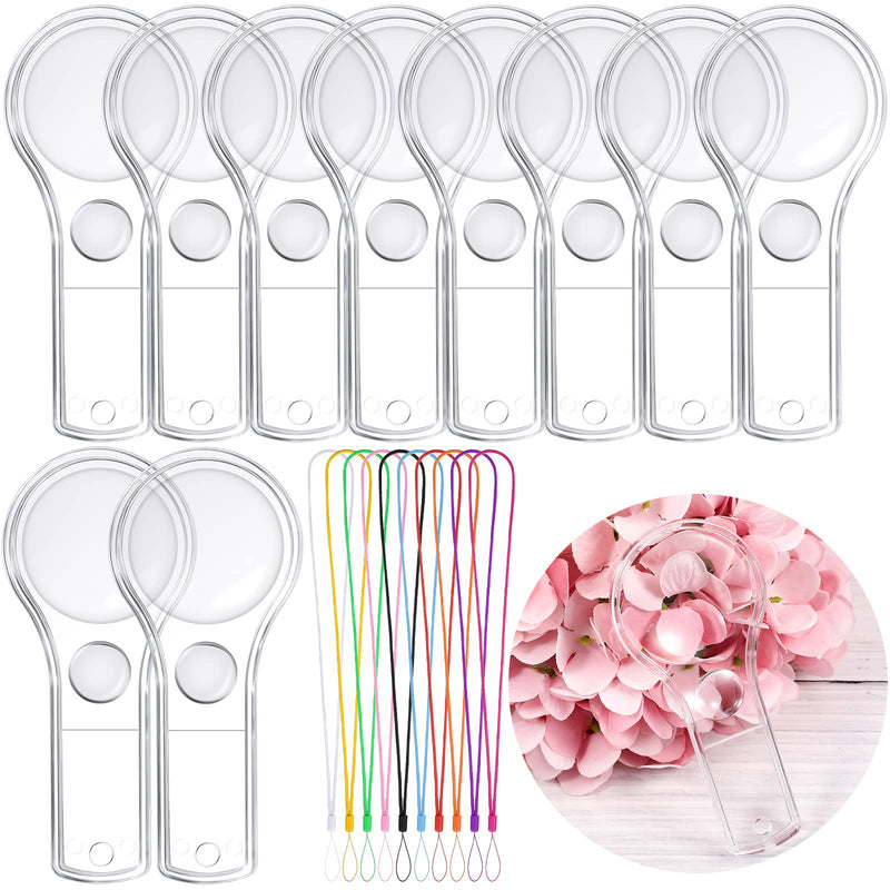 50 Pack Magnifying Glass for Kids, 15x and 5X Handheld Portable Magnifier for Home, Magnify Glasses Lens with 50 Lanyard for School Students Outdoor Explorer, Science Observation and Reading