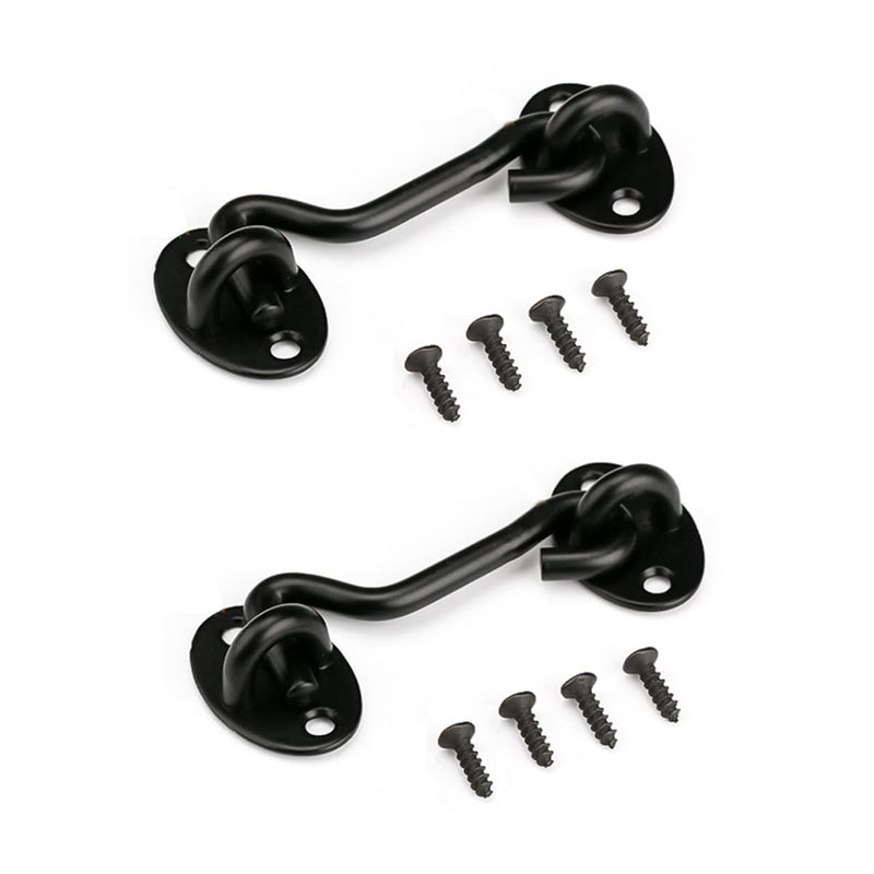 3” Privacy Hook and Eye Latch Easy Lock for Barn Door, Black (3 INCH-2PCS) 3 INCH-2PCS