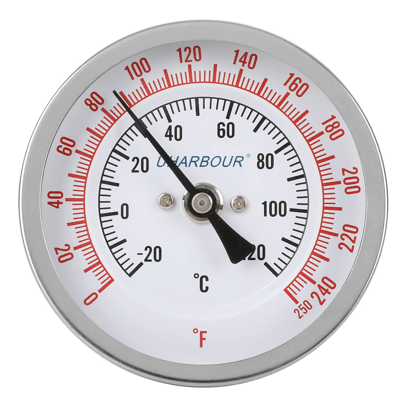 3" Dial Fully Stainless Steel Thermometer for Pot, Kettle, Brewing Bimetal, 4" Stainless Steel Stem, 0-250 deg F/-20-120 deg C, Accuracy +/-1%, Adjustable, 1/2" NPT Back Mount… 0-250°F / 4Stem( 3") - NewNest Australia