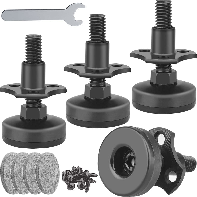 Anwenk Adjustable Leveling Feet Furniture Levelers Table Feet Heavy Duty Leg Levelers for Cabinets Sofa Tables Chairs,Support 1320LBs, T-Nut Kit 3/8”-16 Thread, Large Base- 4 Pack, Black 4pack Leveling Feet - NewNest Australia
