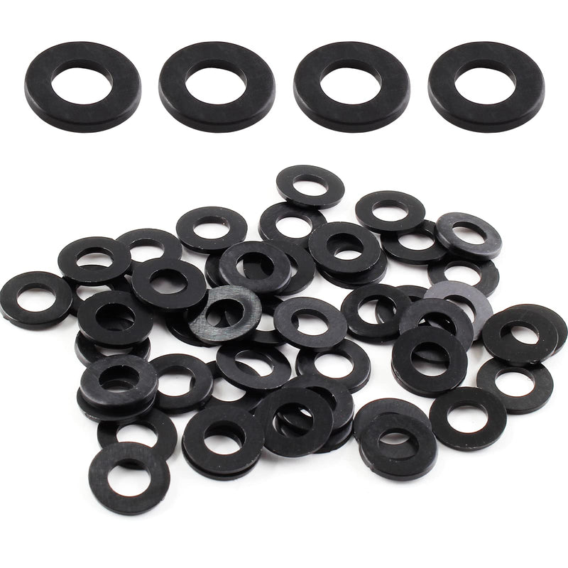 50 Pack M5 Nylon Washers Black Flat Washer, 5mm ID 10mm OD 1mm Thickness Faucet Plastic Gasket, Metric Nylon Gasket Sealing Washer Spacer Flat Hose Washer for Water Pipe Water Hose M5x10mmx1mm 50