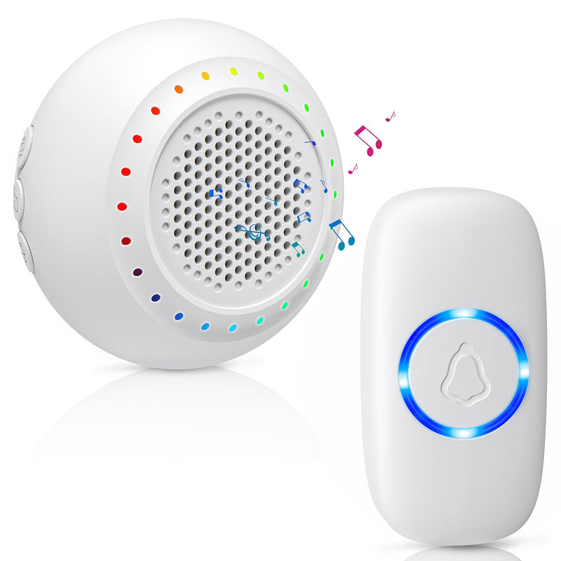 Wireless Doorbell • PHYSEN • Doorbell Chime Kits with 1 Transmitter 1 Receiver • Waterproof • Operating at 1000ft Range • 32 Ringtones • 5 Volume Levels • LED Flash • Door Bell for Home Classroom 1 Button+1 Receiver