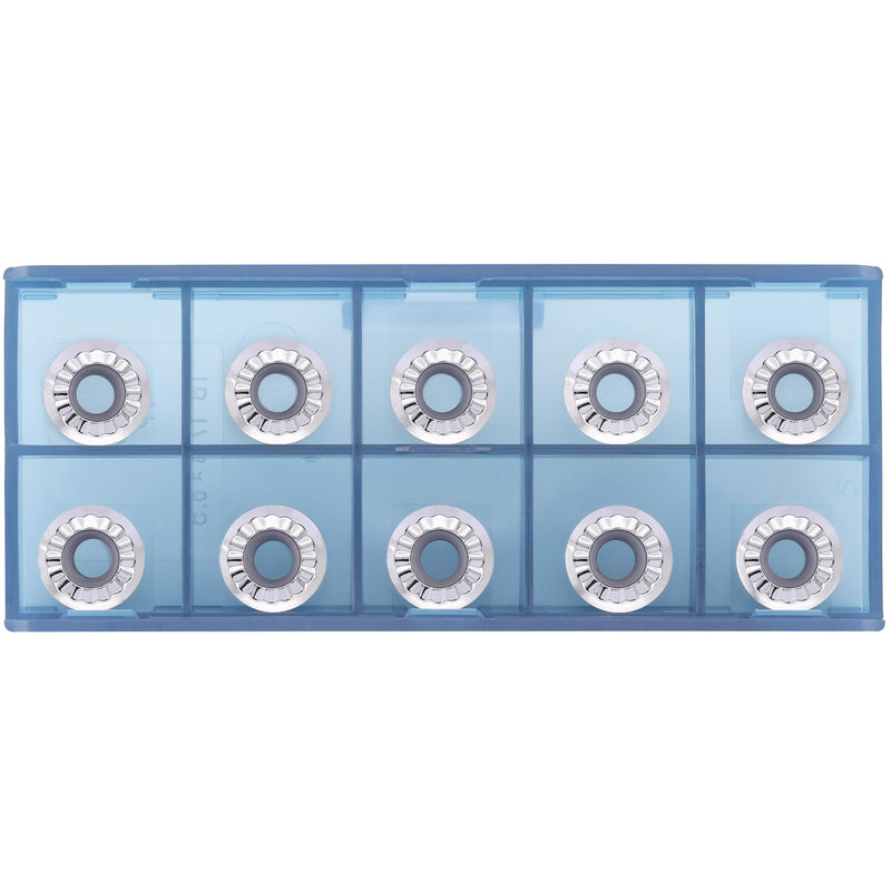 RCGT1204MO (RCGT43) Carbide Turning Inserts for Aluminum, Uncoated Round Lathe Inserts with LH Chipbreaker for Non-Ferrous Metal, Polished Finish for Facing and Profiling, 10pcs RCGT1204MO-LH