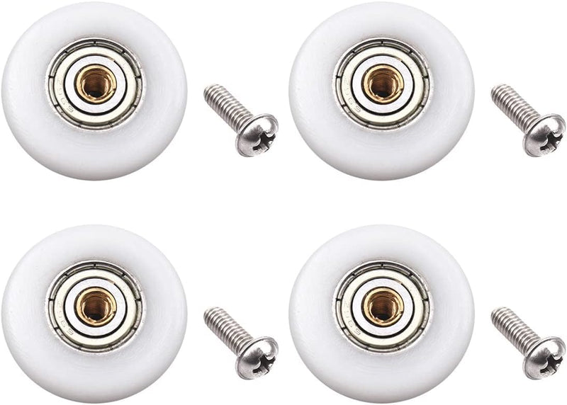 Atoplee 4 pcs Shower Door Rollers Runners Wheels - Replacement Part Bathroom Glass Door Runner Sliding Shower Door Roller Wheel (Roller Diameter 27mm) Roller Diameter 27mm