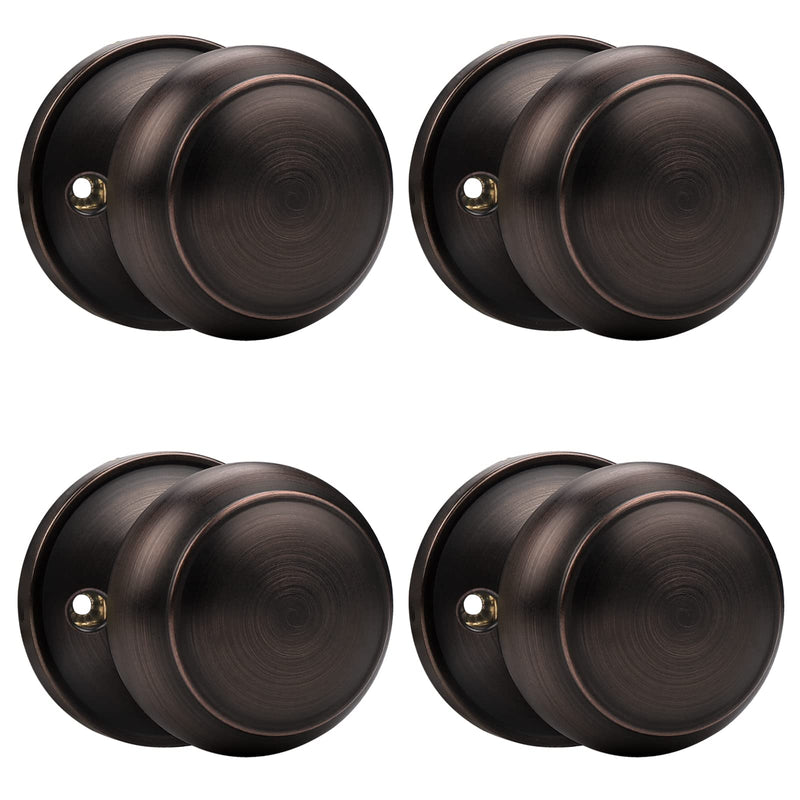 Probrico Dummy Door Knobs Dummy Door Handles for Closet French Doors, Single Side Inactive Door Knobs Interior, Oil Rubbed Bronze, 4 Pack