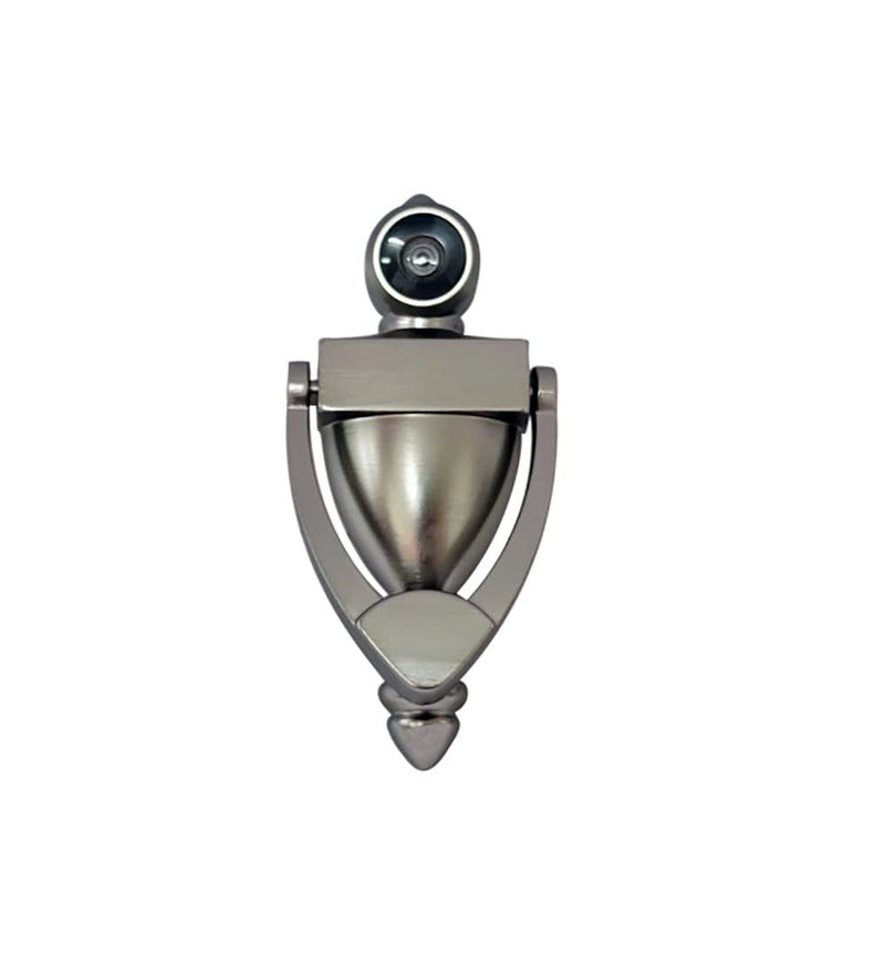 QCAA Door Knocker with 180 Degree Viewer, Zinc Die-Cast Construction 5-1/2'' Height, Satin Nickel, 1 Pack