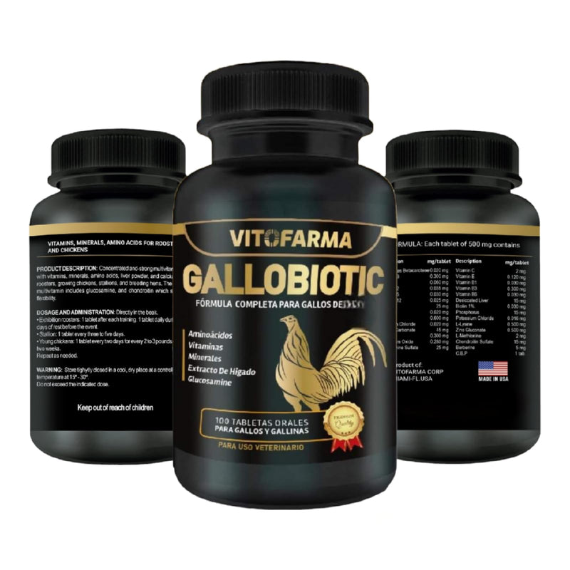 Gallobiotic Natural Multivitamin for Rooster, Hens - 100 Tablets | Vitamina Completas para Gallos - PawsPlanet Australia