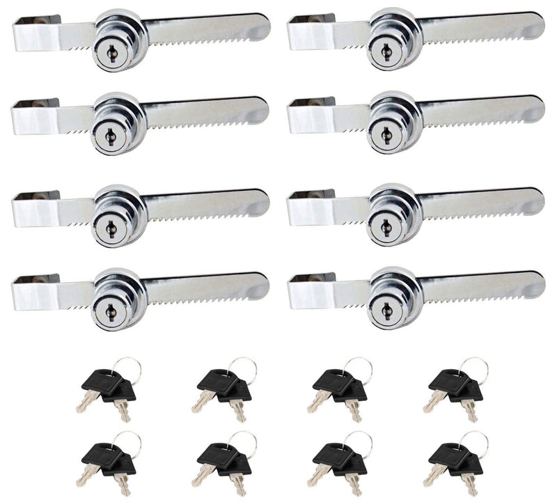 Sliding Glass Door Ratchet Lock Display Case Lock with Chrome Finish, Security, Keyed Alike Showcase Display (8 PC) 8 PC