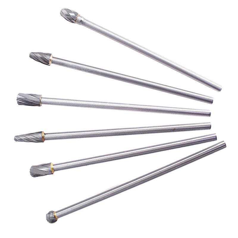 kimllier 6Pcs 10mm Rotary Aluminum Cut Burr Set 6mm 1/4 Inch Head 150mm Carbide Bit Fit for Woodworking, Drilling, Metal Carving, Engraving, Polishing