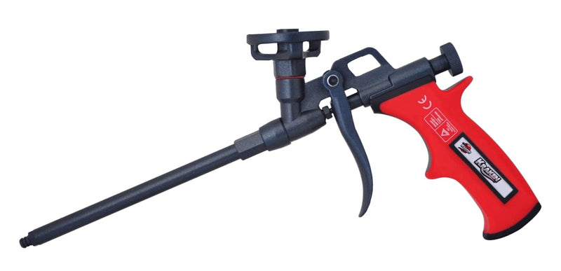 Kraken Bond PRO Spray Foam Gun - Professional Insulation for Window and Door Great Applicator for Caulking Sealing | Metal Body Covered Fully Teflon PTFE Nonstick | Foam&Cleaner NOT Included 1 Pack Spray Foam Gun Red