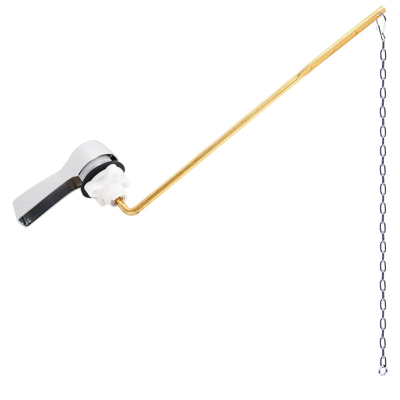 Hibbent Universal Metal Front Mount Toilet Handle, Tank Flush Lever Replacement Handle with Stainless Steel Flapper Chains, Toilet Repair Handle - Chrome