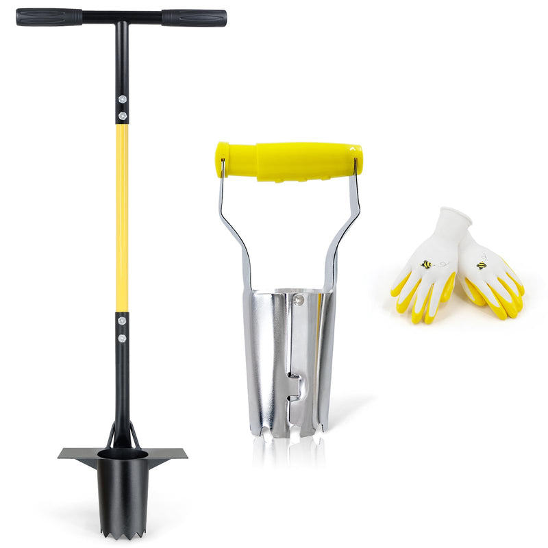 Jardineer Bulb Planter Tool Long Handle and Small Flowers Transplanter Tool, 3PCS Bulb Planting Set for Tulips, Daffodils, Lily