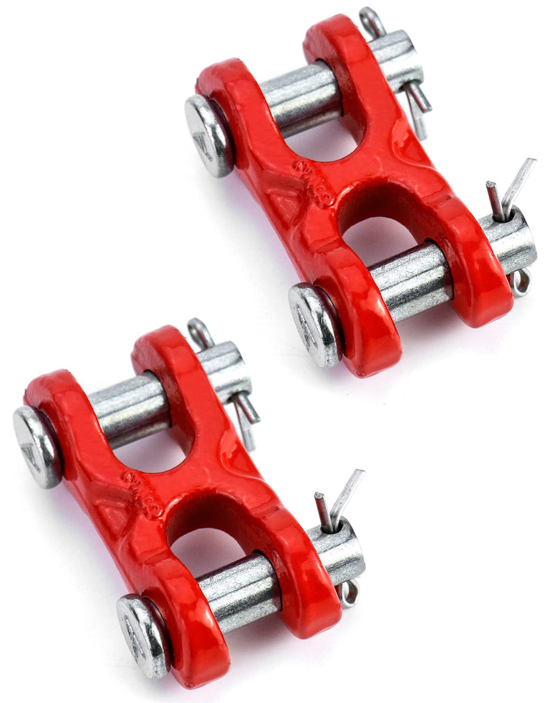 QWORK 3/8 Inches Twin Clevis Safety Chain Repair Links, 2 Pack Trailer Tie Down Links, Industrial Grade Heavy Duty Material - 6,600 LBS. Capacity 6600lbs