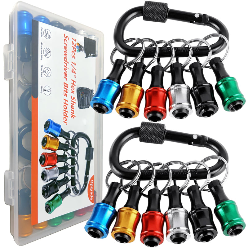 12PCS Bit Holders 1/4 Socket, Hex Shank Screwdriver Bit Holder for Impact Driver Drill Bit Keychain Extension Bar Quick Release Easy Change, Screwdriver Bit Holders for Tools & Home Improvement Gift C01997_12pcs