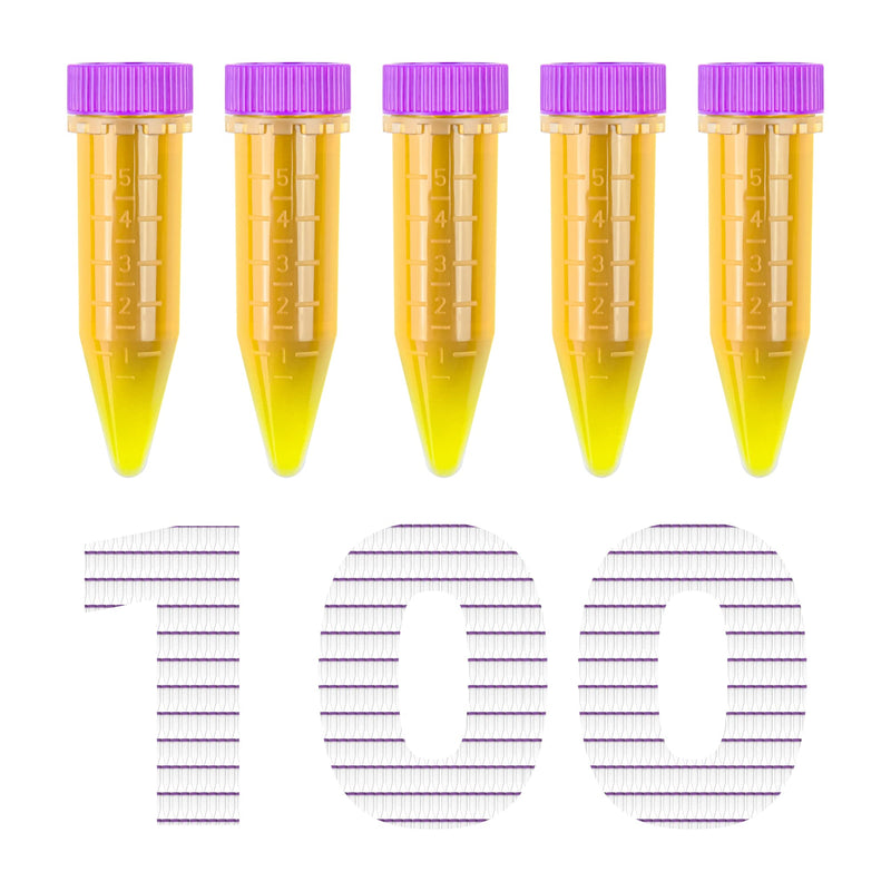 LABALPHA Conical Centrifuge Tubes 5ml with Screw Caps, Polypropylene Centrifuge Tubes with Graduated and Write-on Spot,100Pcs screw cap