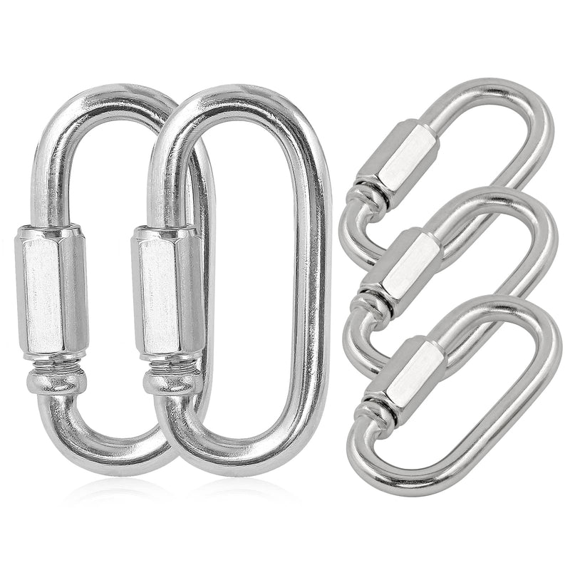 5pcs M6 Quick Link Chain, 1/4 Inch Stainless Steel Quick Links, D Shape Locking Quick Connector - 870lb Capacity