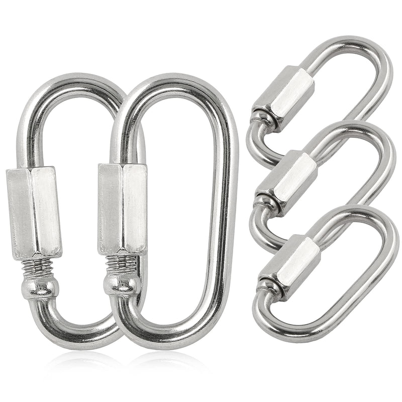 5pcs M3.5 Quick Link Chain, 1/8 Inch Stainless Steel Quick Links, D Shape Locking Quick Connector - 170lb Capacity