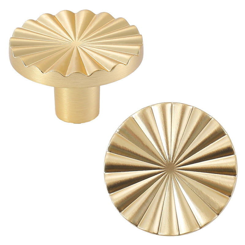 6 Pack Gold Cabinet knobs Kitchen Cabinet Pulls with Vintage Cupboard Drawers Hardware Dresser Drawer Handles Kitchen Cabinet Handles (Single Hole, 6 Pack, Brushed Gold) Single hole