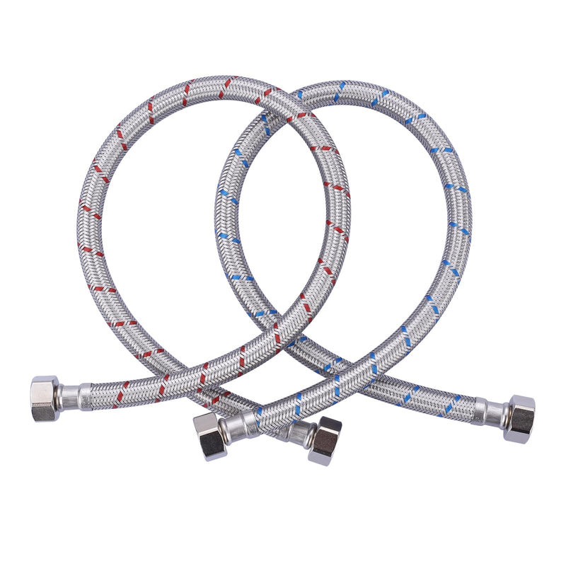 ARCORA 20-Inch Length Faucet Hose Connector,Braided Stainless Steel Supply Lines 1/2 Inch FIP x 1/2 Inch FIP Sink Hose Attachment for Faucet 1 Pair 20 Inch