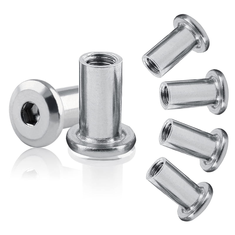 Litoexpe M6 x 15mm Rivet Hex Socket Head Insert Nuts Screw Post Nickel Plated Iron Insert Nut Mounting for Furniture Beds Tone 15Pcs