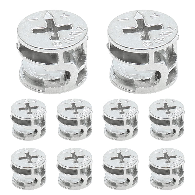 Litoexpe 10 Pcs Furniture Connecter Cam Lock Fittings 15x12mm Furniture Connecting Fastener Lock Nut for Cabinet Drawer Wardrobe Dresser 15x12 mm-10Pcs