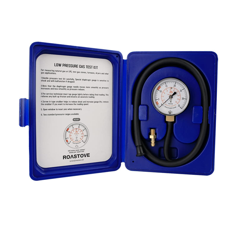 Roastove Natural Gas or LP Gas Manifold Pressure Test Kit, LP Gas Pressure Tester, Natural Gas Meter, 0-35" W.C 0-35inH2O test kit