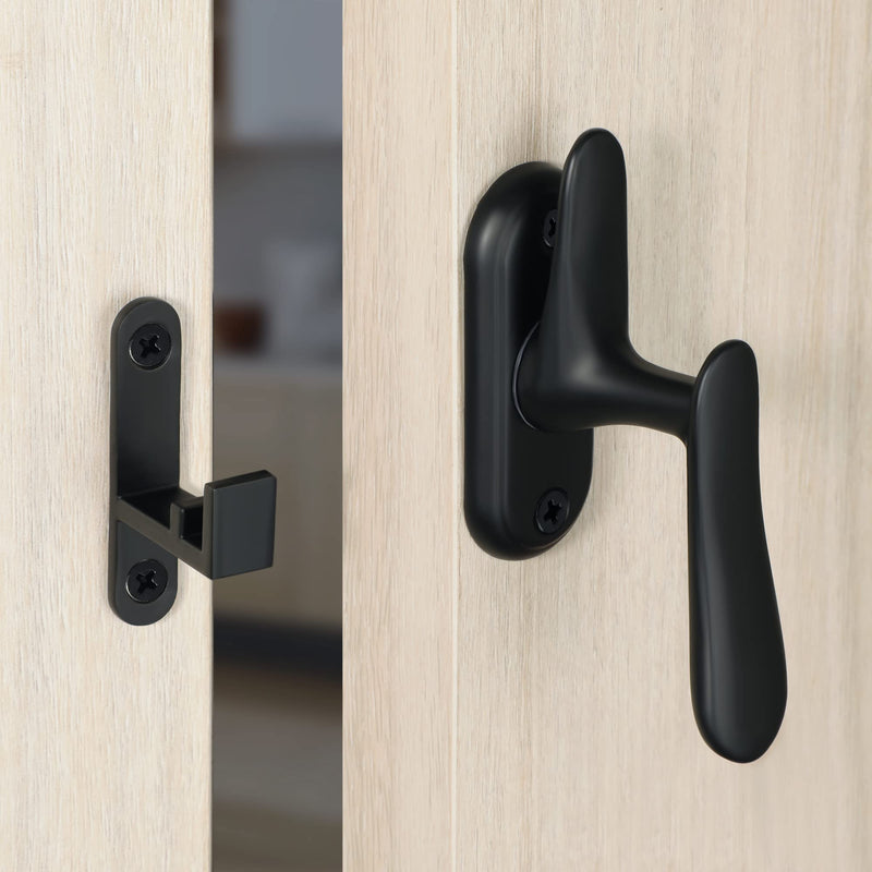 Alise Flip Latch Lock, 360 Degree Swinging Gate Latches Door Lock, SUS304 Stainless Steel Gate Hardware for Gate Sliding Door Cabinet Window, Matte Black Large Size