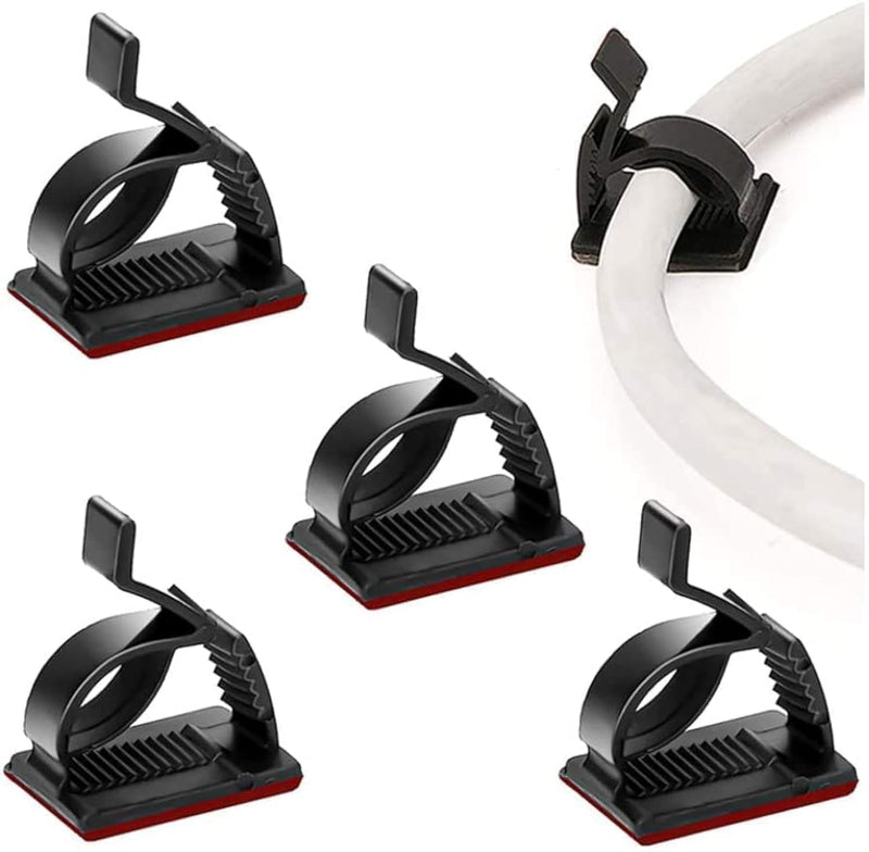 SOULWIT 50Pcs Adjustable Cable Management Clips, Adhesive Organizers Sticky Wire Clips Cord Holder for TV PC Ethernet Under Desk Wall Home Office 0.83"X1.02"