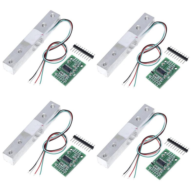 ShangHJ 4 Sets Digital Load Cell Weight Sensor + HX711 ADC Module Weighing Sensor for Arduino DIY Portable Electronic Kitchen Scale 20kg