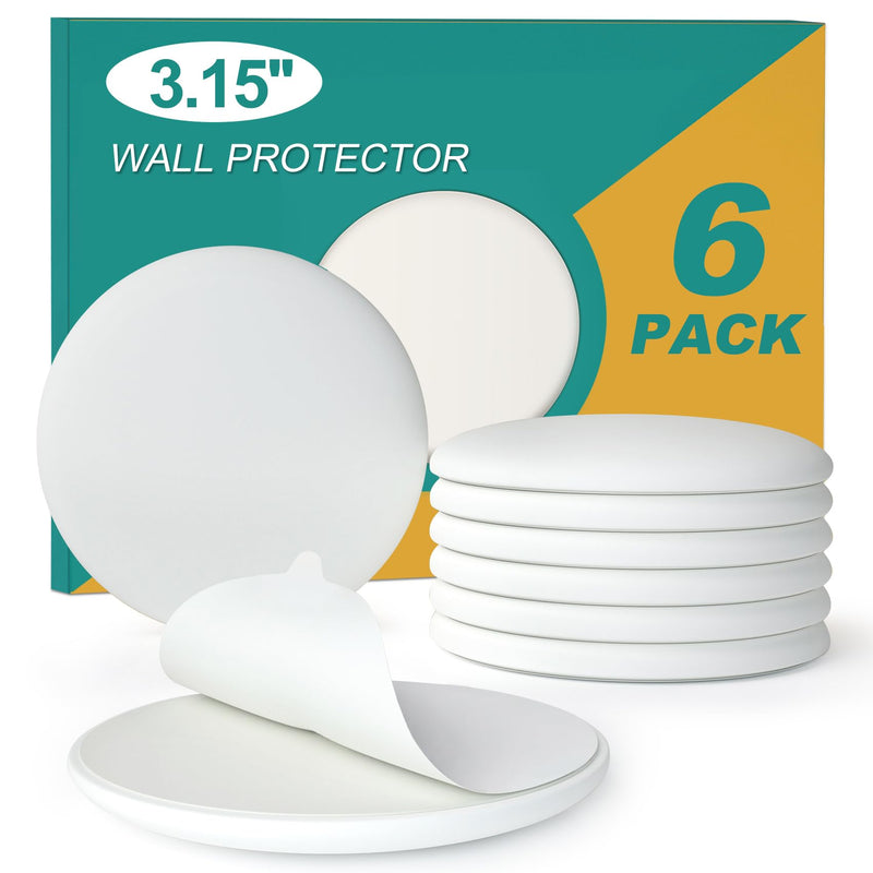[3.15"] Door Stoppers Wall Protector, 6 Pcs Large White Silicone Door Bumpers with Strong Thickened Adhesive,Shock Absorbent Door Knobs Wall Protectors to Cover up Damage and Protect Wall Surfaces Large Size 3.15" (6 PCS)
