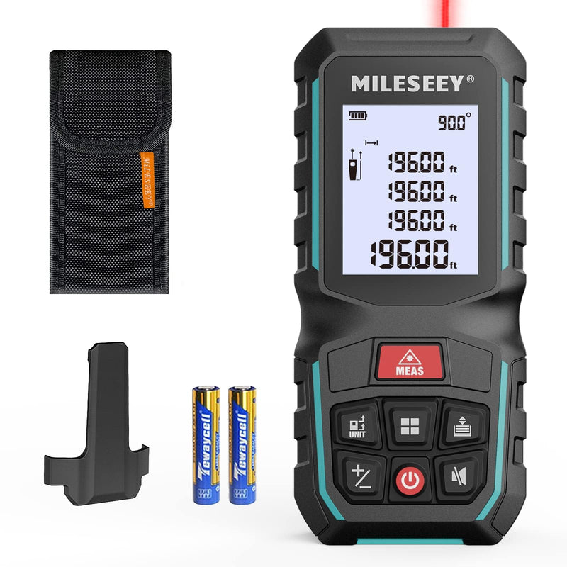 MiLESEEY G2 Laser Measurement Tool 330FT (Ft/in/M/Ft+in) with Angle Sensor, Laser Distance Meter with Pocket Clip, Distance Area Volume Measure and Pythagoras, ±1/16 in Accuracy 200FT