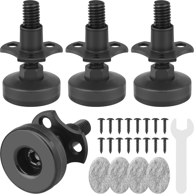 Heavy Duty Furniture Levelers 3/8''-16 Thread w/ T-Nut Kit Furniture Leveling Feet Adjustable Furniture Levelers for Tables,Cabinets,Chairs,Workbench,Sofa and More,Large Base Supports 1320LBs-4 Packs 4 Packs Black