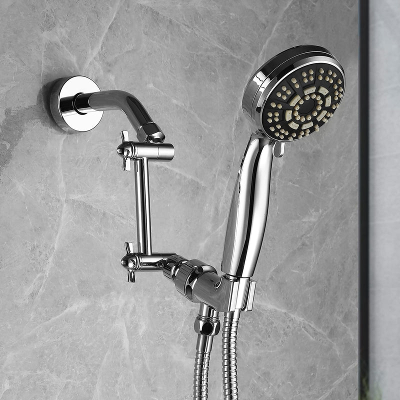 Shower Head Extension Arm, Anti-Leak Solid Brass Adjustable Shower Arm Extender for Rain & Handheld Shower Head, Shower Arm with G1/2 Universal Connector (5 Inch, Chrome) 5 Inch