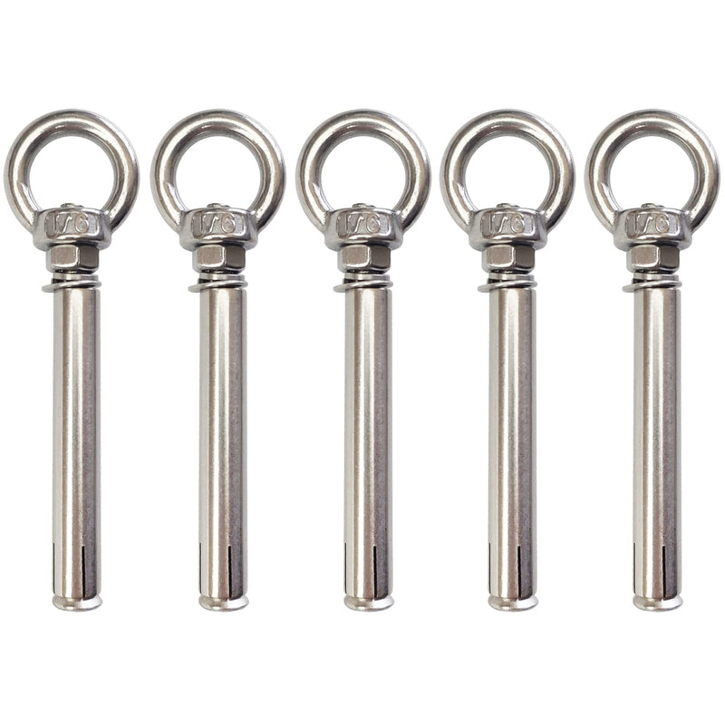Expansion Bolts Anchor Bolt 5 Pack M6*80mm 304 Stainless Steel Expansion Screws Bolts Eyes Ring Fastener Wall Concrete M6*80