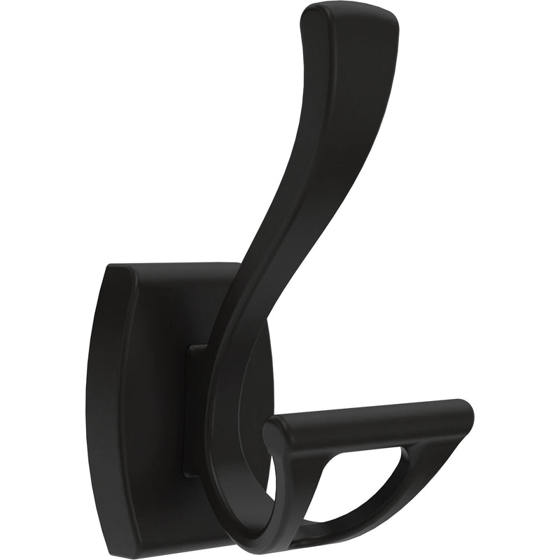 Delta Dansant (1-Pack) Towel Hooks Matte Black Double J Wall Mounted for Robes 2-Prong Holder, Bathroom Accessories DAN35-MB