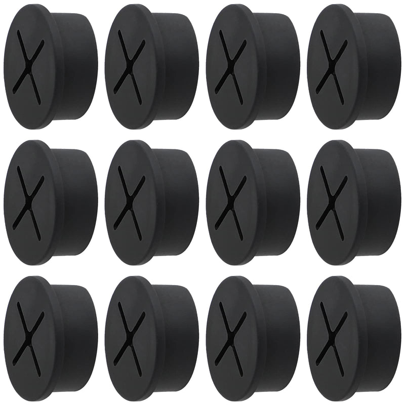 Desk Grommet, 1 Inch Flexible Rubber Grommets, Silicone Cable Cord Grommet Wire Hole Cover for Desk, Table and Other Furnitures(12Pack) 1IN/25mm Black