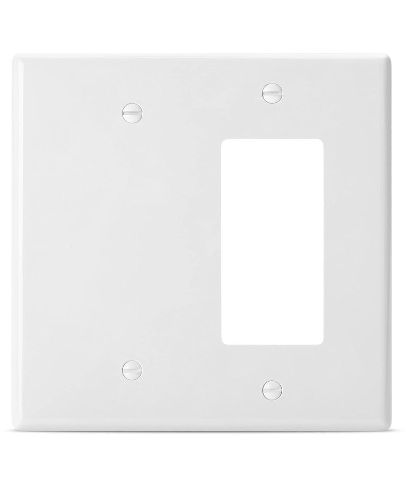 Bates- Combination Wall Plate, Decorator/Blank, 2 Gang Wall Plate, Wall Switch Plate Cover, 2 Gang Switch Plate, Double Gang Wall Plate, 2 Gang Wall Plate White, Wall Plate Combination