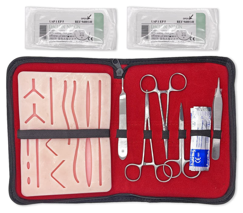 Suture Practice Kit (18 Pieces) for Medical Student Suture Training, Include Suture Pad with 14 Pre-Cut Wounds, Suture Tools, Suture Thread & Needle (Complete Kit) - NewNest Australia