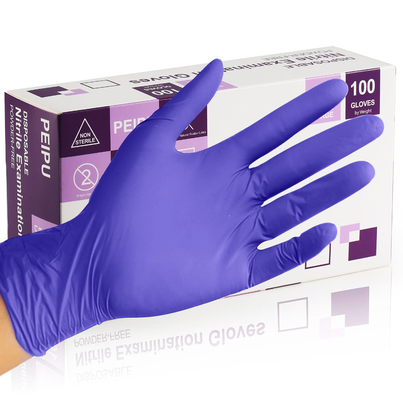 PEIPU Nitrile Gloves,Medical Exam Gloves,Disposable Cleaning Gloves,Powder Free, Latex Free,Non-Sterile Protective Gloves 100 Medium (Pack of 100)