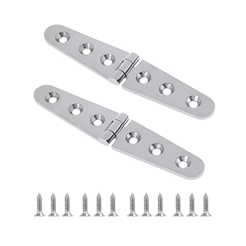 Pair of 6'' x 1" Cast Hatch Strap Deck Door Hinge 316 Stainless Steel Marine Strap Hinges Casting 6 Holes w/Fasteners for Boat Yacht RVs